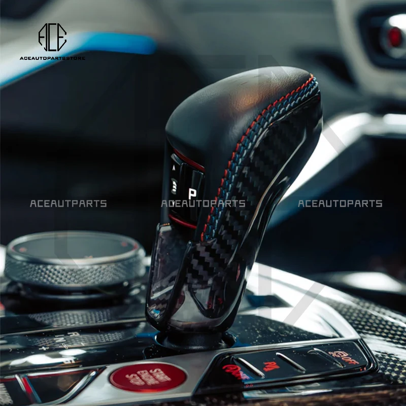 Dry Carbon Fiber For BMW M2 G87 M3 G80 M4 G82 G83 Real Dry Gear Shift Knob Cover Panel Decorative Car Interior Accessories