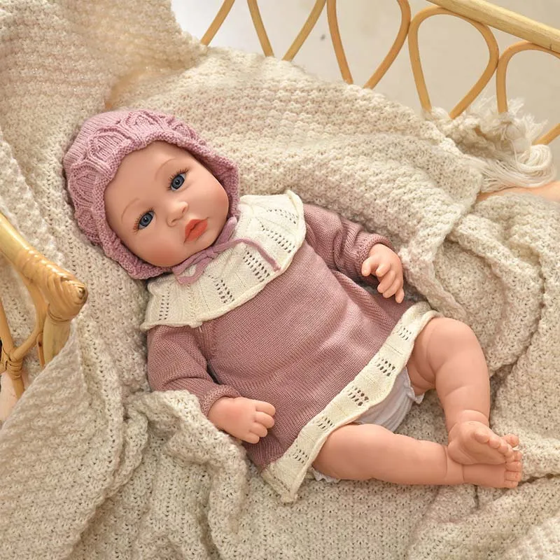 17.72인치 리본 베이비돌 (여아용) 실물 같은 부드러운 여자 아기 인형 45CM 천 몸체 리본 베이비돌 머리 없음 고품질 베베 인형