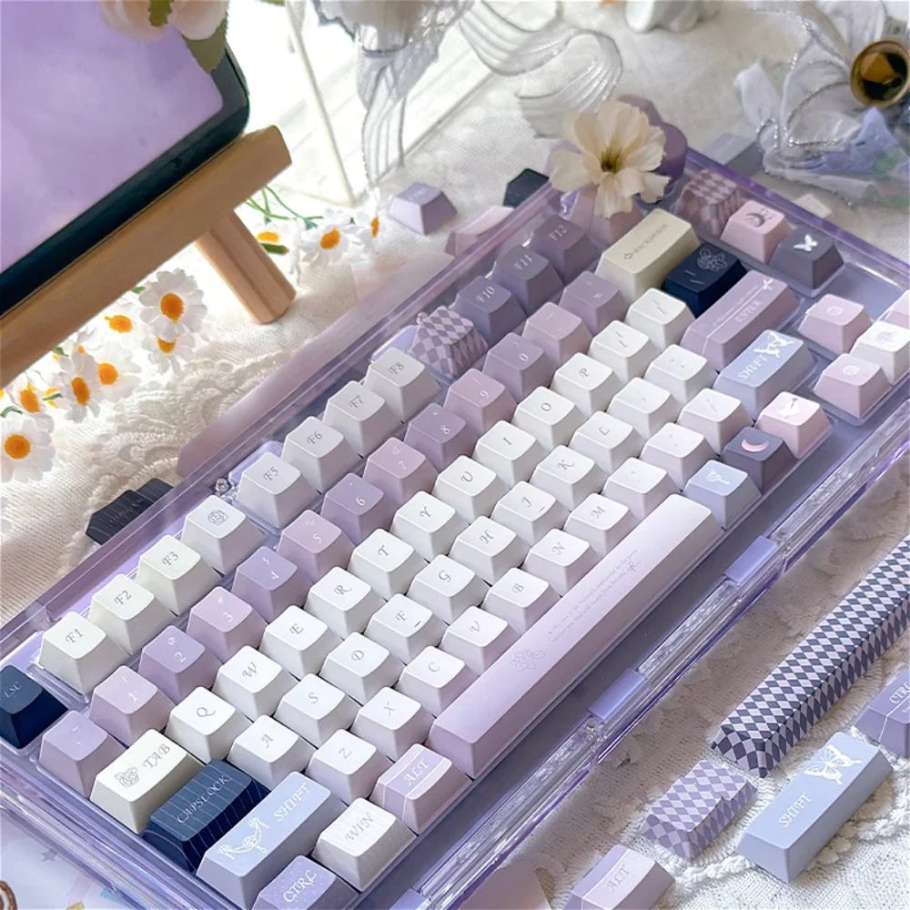 Misty Fairy Cherry Keycap Set PBT 145 Keys Gaming Office Gift for 60/64/84/98/108 Gaming Mechanical Keyboard MX Switch