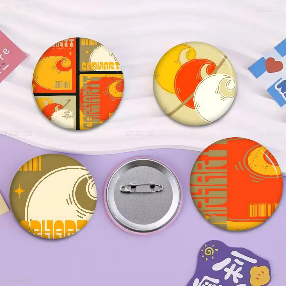 Brand C-Carhartt Creative Pins Funny Faces Round Snap-in Brooch Badge Backpack Hat Accessories Jewelry Gifts