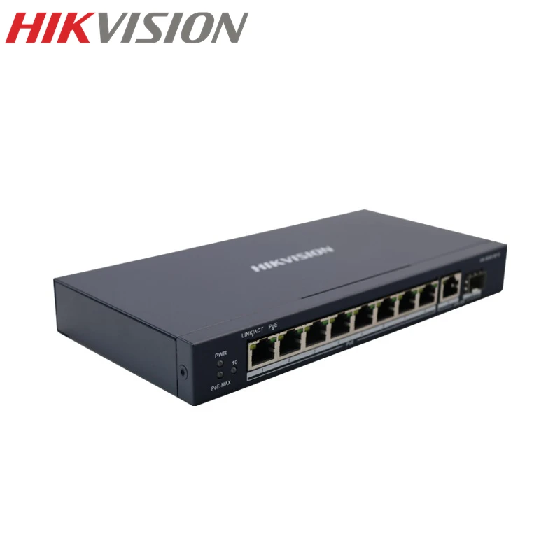 HIKVISION PoE Switch DS-3E0510P-E 9 poorten 10/100/1000 Mbps Metaal Materiaal voor 8CH NVR en CCTV IP-camera's 802.3at 802.3af