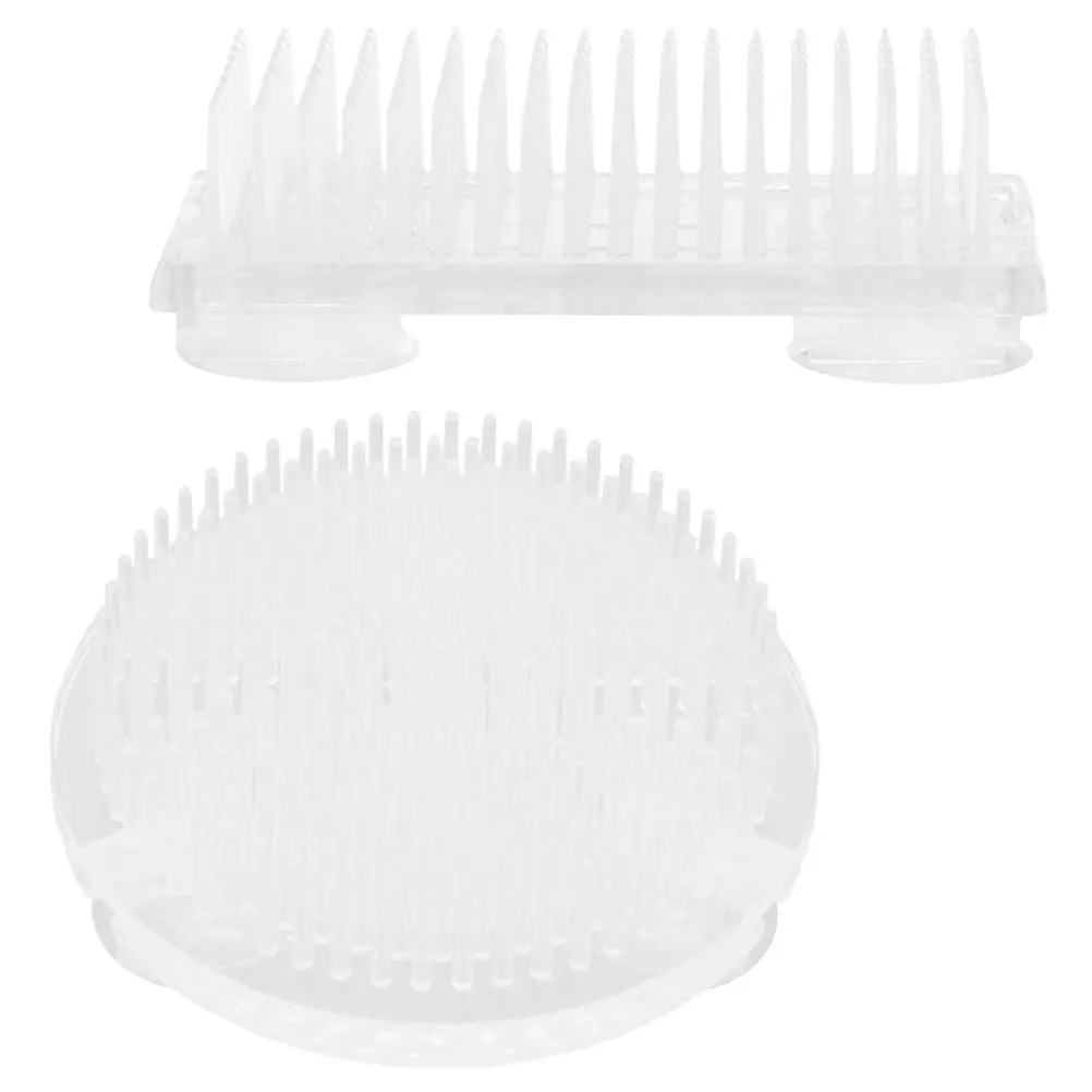 2Pcs Clear Plastic Floral Arrangement Pin Holder Easy to Use for Flower Lovers Gift Plastic Flower Frogs Floral Fixation Base