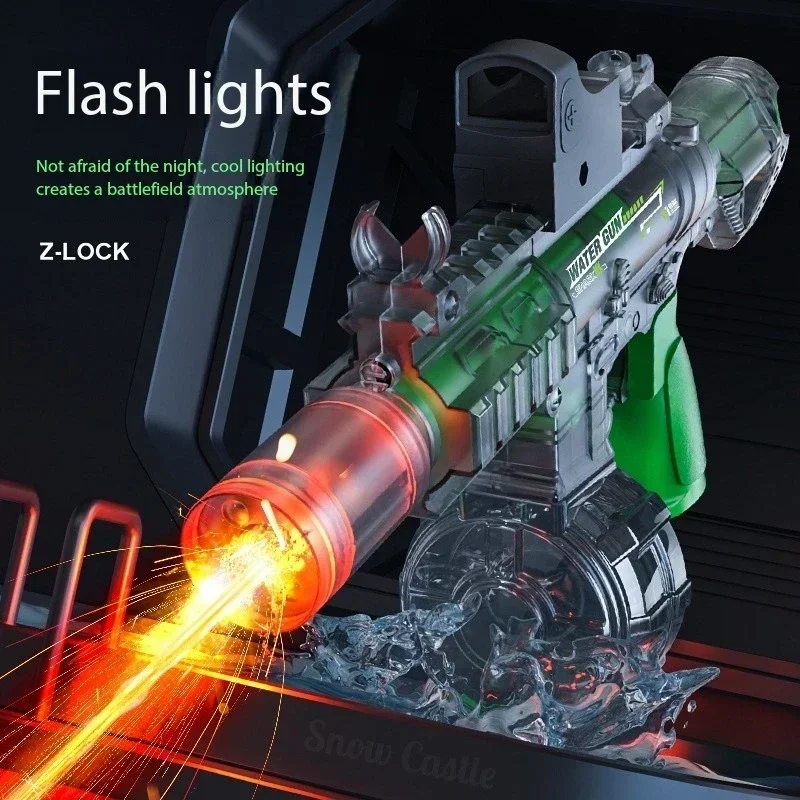 2025 ใหม่น้ําปืน M416 ไฟฟ้าของเล่นแรงดันสูงอัตโนมัติ M416 ปืนไรเฟิลผู้ใหญ่เด็กหญิงฤดูร้อนเกมสระว่ายน้ําชายหาดของเล่น