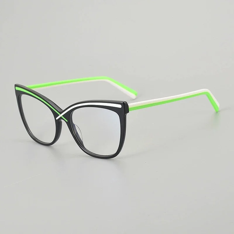 Belight 광학 빈티지 고양이 눈 모양 수제 다채로운 결합 아세테이트 레트로 안경 프레임 처방 렌즈 236