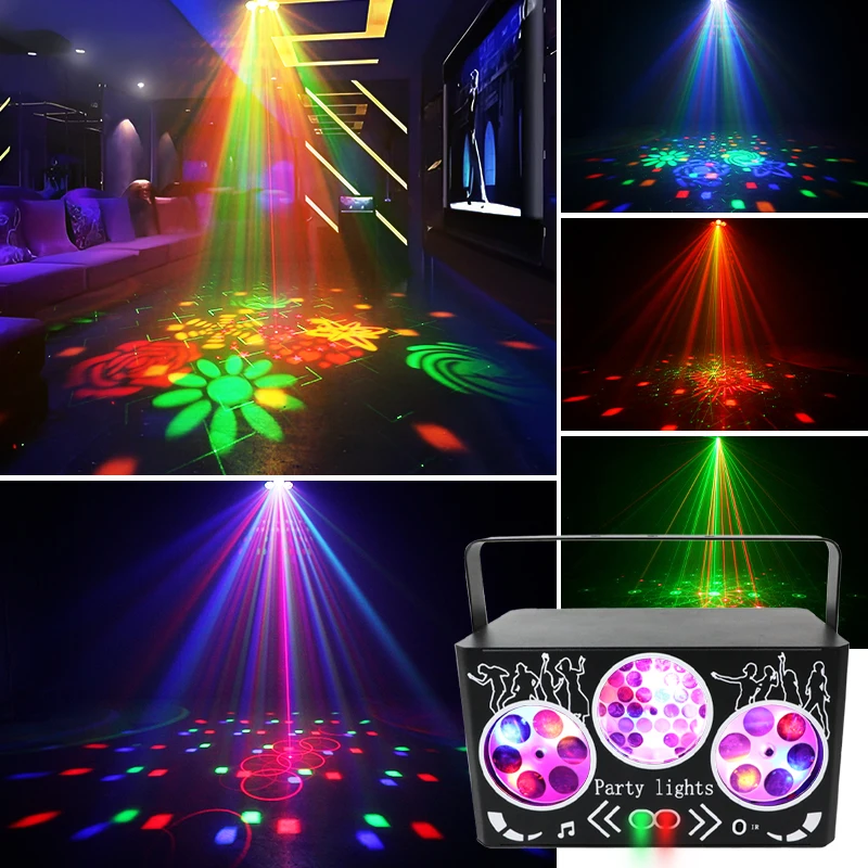 

LED Dj Disco Party Lights DMX Strobe Stage Light Sound Activated Laser Projector with Remote Control Bar Holiday Live Show Decor
