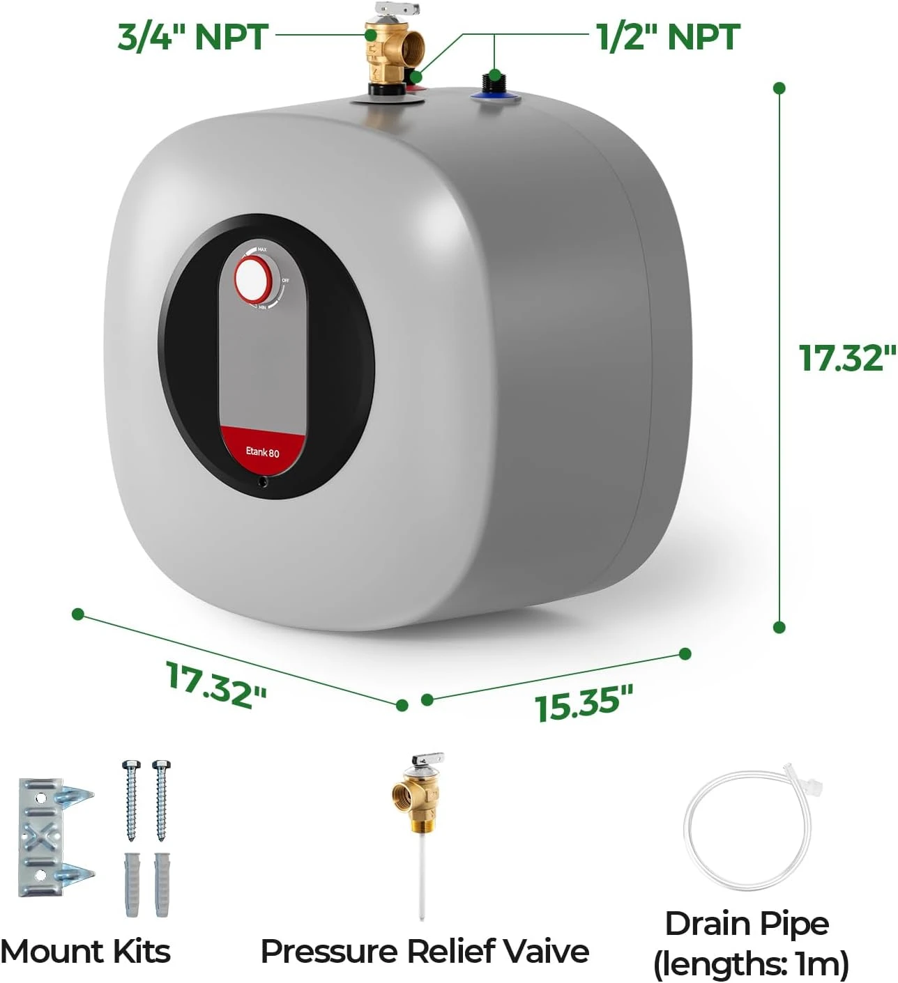 HAOYUNMA-Chauffe-eau électrique 8.0 V 120 W, chauffage instantané de l'eau, au point d'utilisation, usage mural ou au sol, 1440 gallons