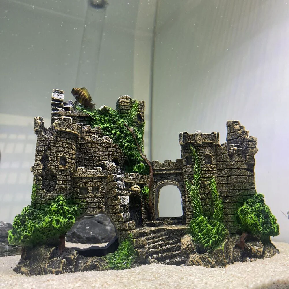 Artificial Doctive Ancient Castle Fish Tank Landscape Pet Decor Aquarium Simulation Aquatic Ornaments Figurines Miniatures