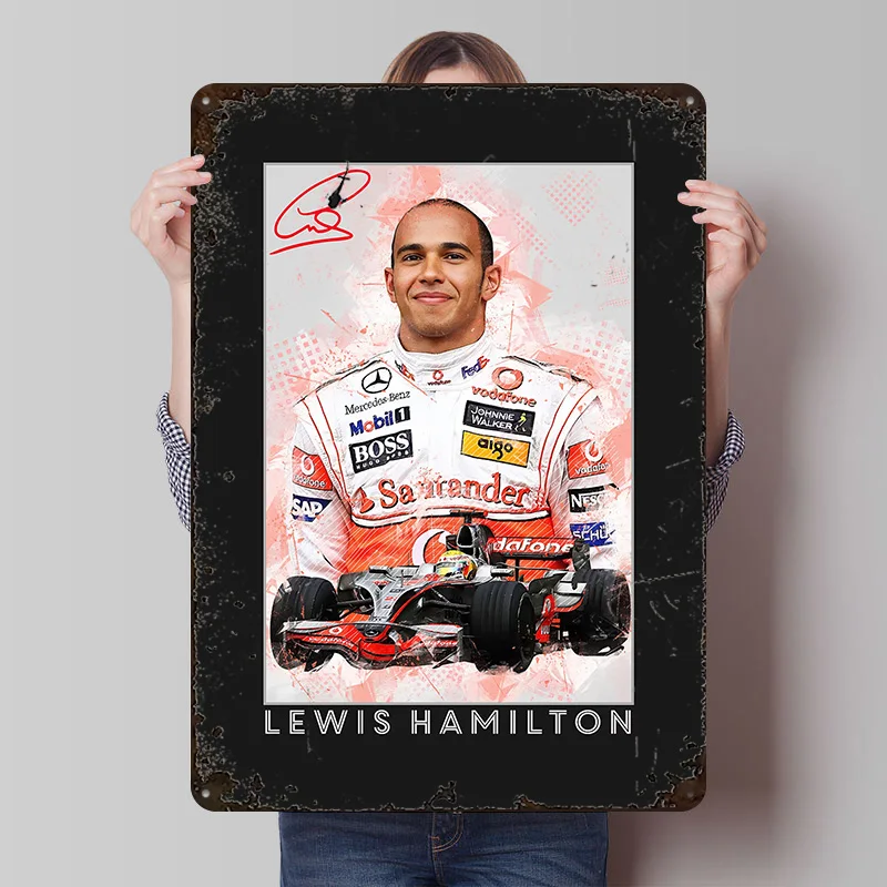 Lewis Hamilton Racing Tin Sign Wall Art Gaming Room Decoration At Home Vintage Metal Signs for Man Cave Decoration Desk Decor