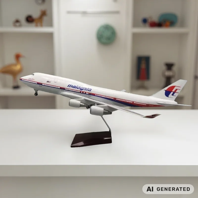 B747 Malaysia Airways 47cm 1/150 Scale Airplane Diecast Resin Model Aircraft With Landing Gear For Static Aviation Collectible