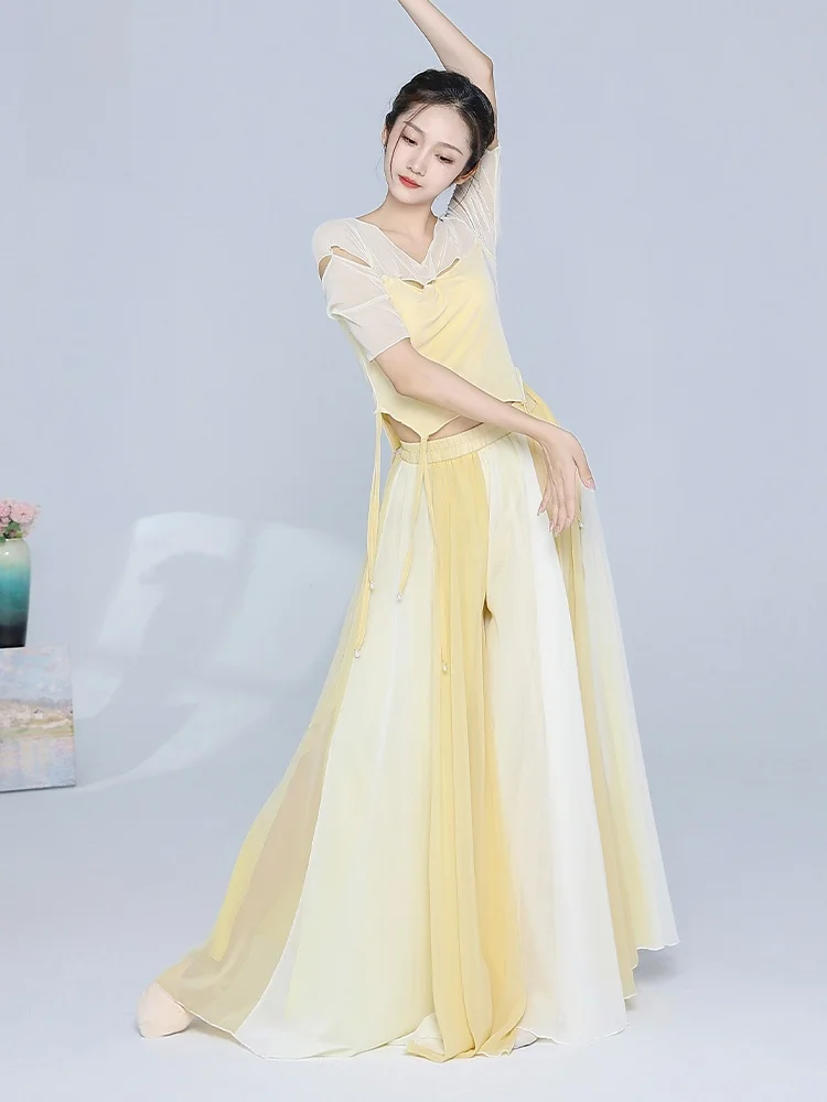 Nouveau 2025 Double couche couleur Blo danse pratique jupe pantalon femmes danse classique Costume fée Aosphère dérive Perfor...