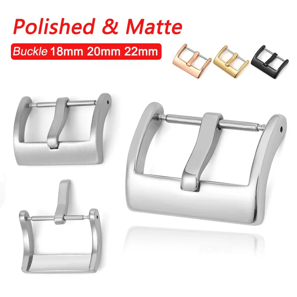 Solid Metal Watch Buckle 18mm 20mm 22mm Polished Matte Button Band Stainless Steel Clasp Accessories Watchband Strap Buckles