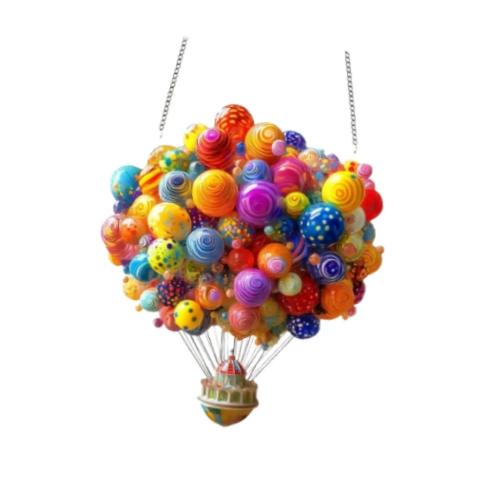 2D Flat Hot Air Balloons Hanging Ornament 7x7.8inch for Courtyard, Stairs