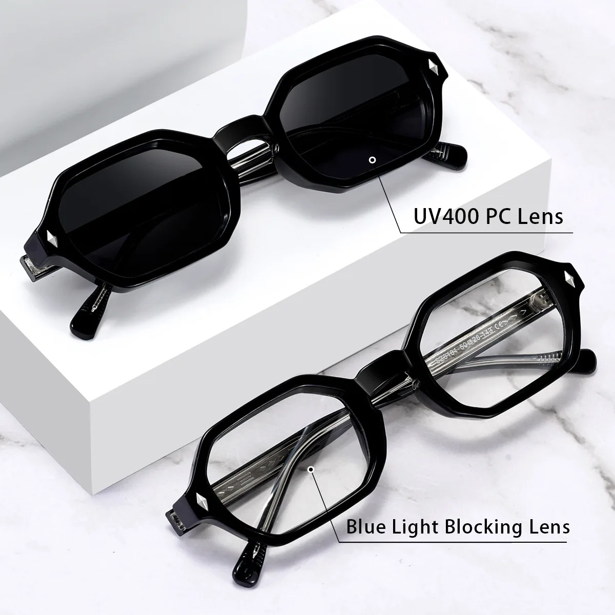 

Propionic acid new sunglasses European and American polygonal small frame high-grade copper pin outdoor UV-proof sunglasses