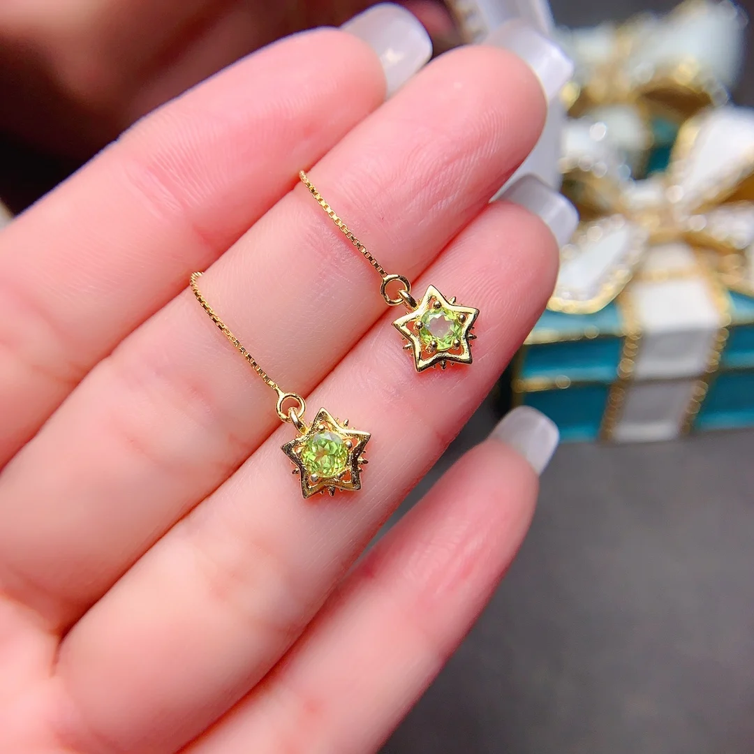 

Silver 925 Natural peridot Luxury Women's Earrings Luxury Women's Christmas Gift Nail Wedding Free Shipping Boutique jewelry