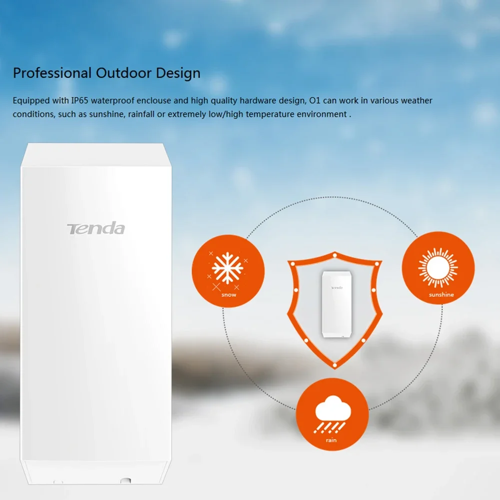 Tenda O1 2.4GHz  Bridge Outdoor CPE 300Mbps Wireless Range Point To Point  Outdoor Access Point Hotspot Wifi Extender Long Range