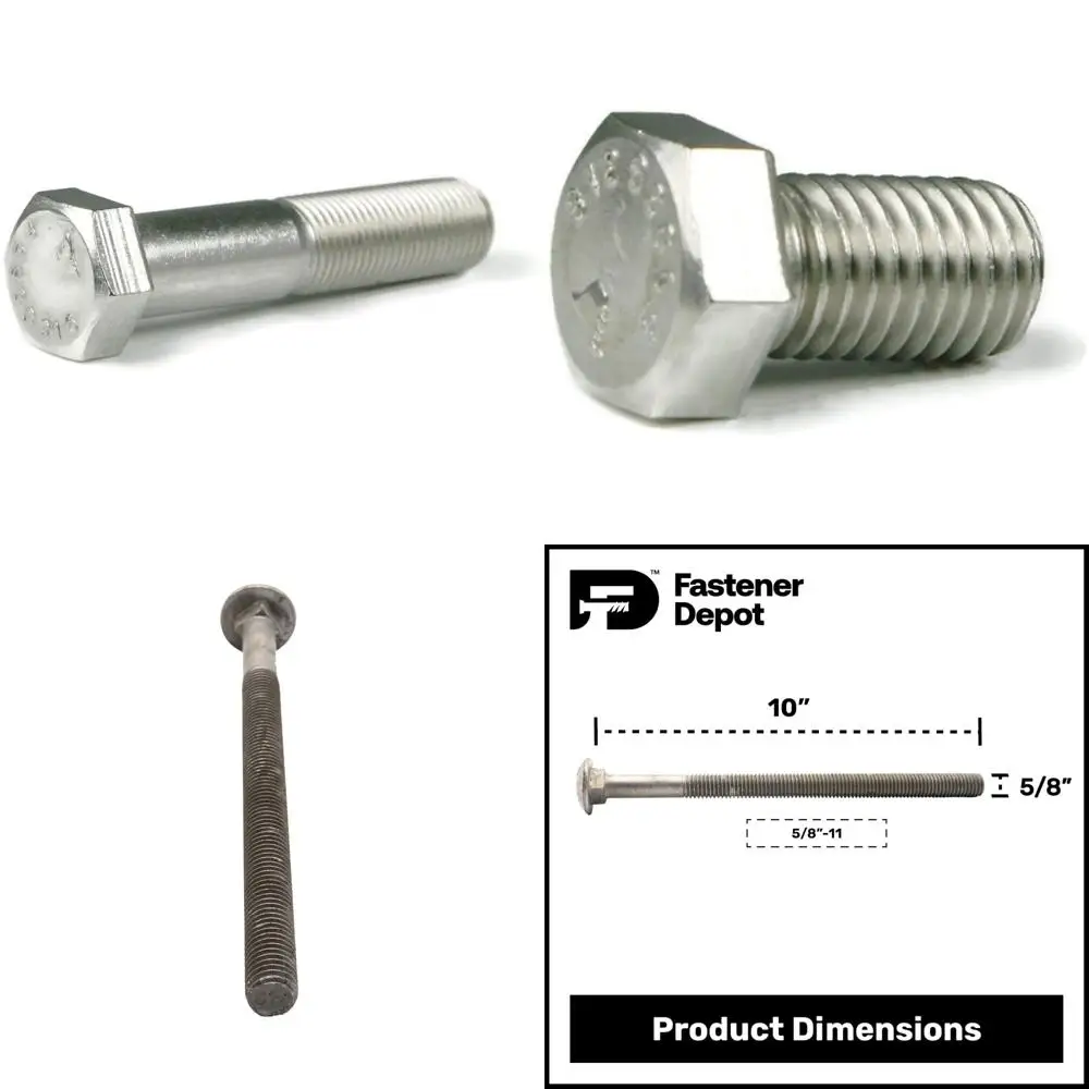 

Stainless Steel 316 Hex Cap Screws, Coarse Thread, 3/8-16 x 4, 50 Pieces, Partially Threaded, 1 Inch Thread Length, Long-Tailed