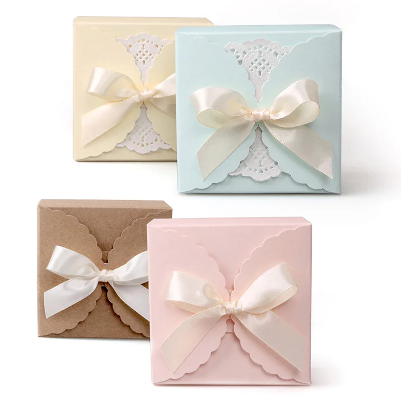10/20Pcs Welle Solide Kraft Papier Candy Box Hochzeit Gunsten Geschenk Box DIY Klapp Verpackung Tasche Baby Dusche geburtstag Party Dekoration – Detail 1