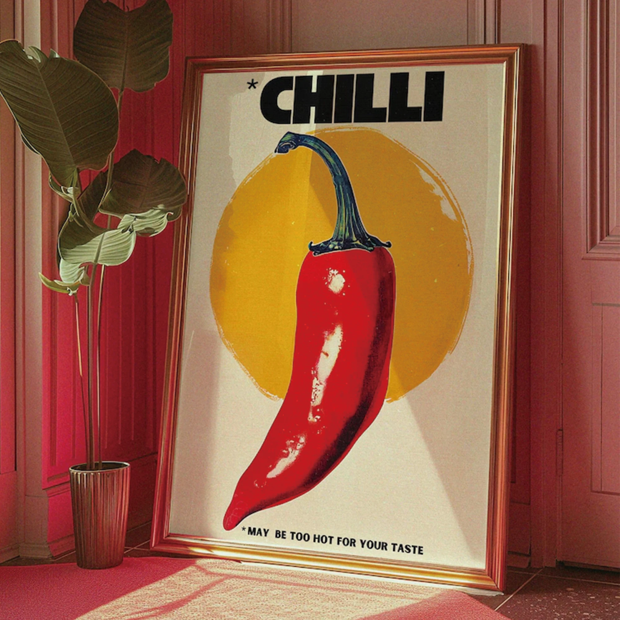 70s Retro Chilli Pepper Wall Art Print Canvas Painting Poster Picture For Living Room,Kitchen Dining Room Home Decor