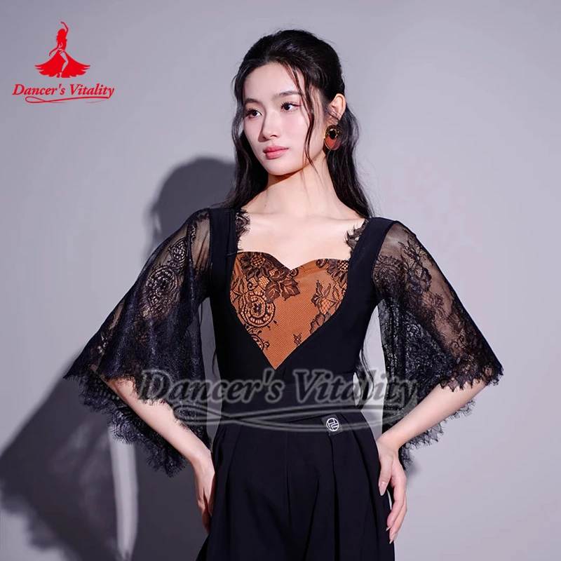 Französischer Stil, Wimpernspitze, Walzer, Tango, Übung, passende Oberteile, Gesellschaftstanz, professioneller Overall, lateinamerikanische Trainingsgruppenkleidung