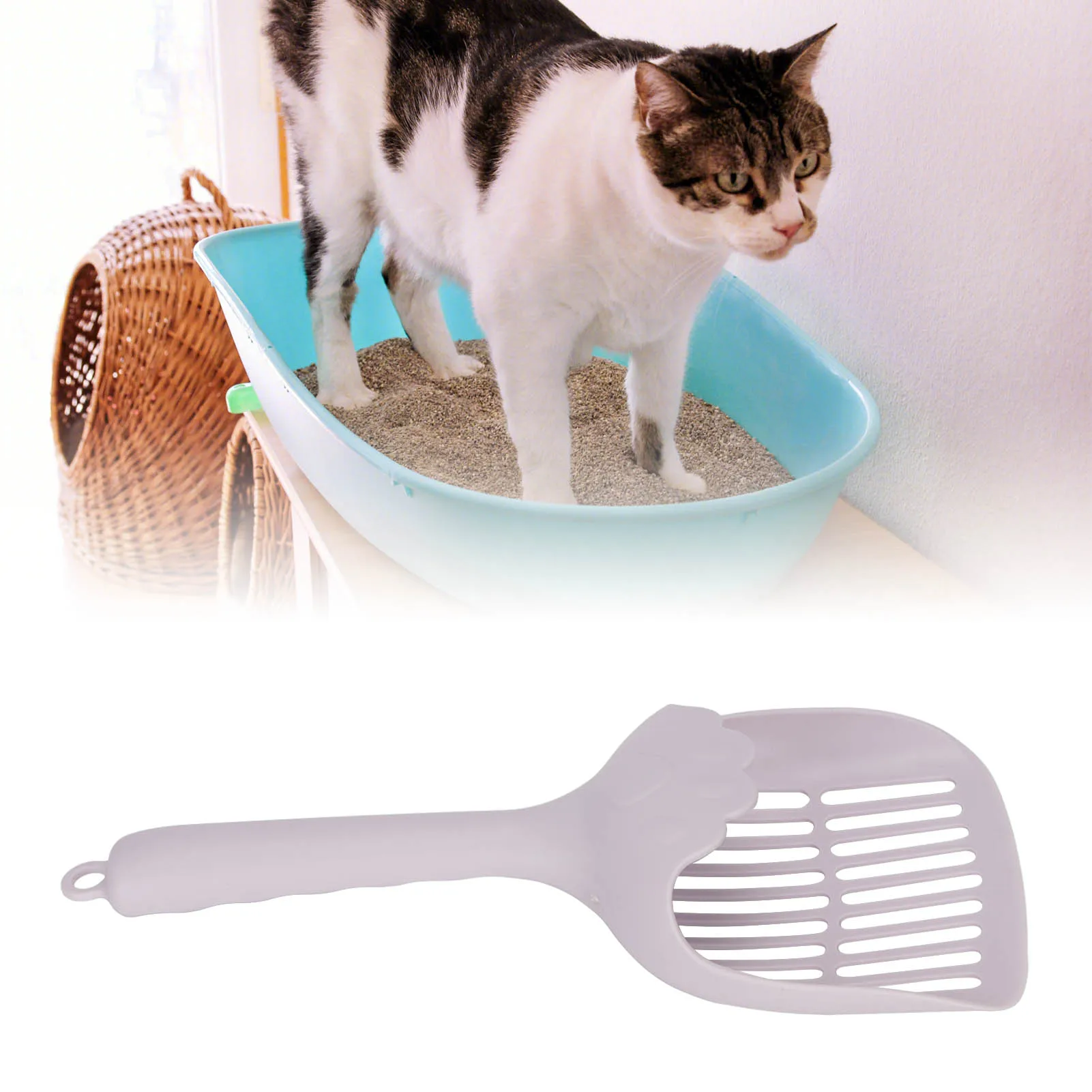 Cat Litter Shovel Simple Fashionable Rounded Arc Edge Cat Poop Scoop With Ergonomic Handle