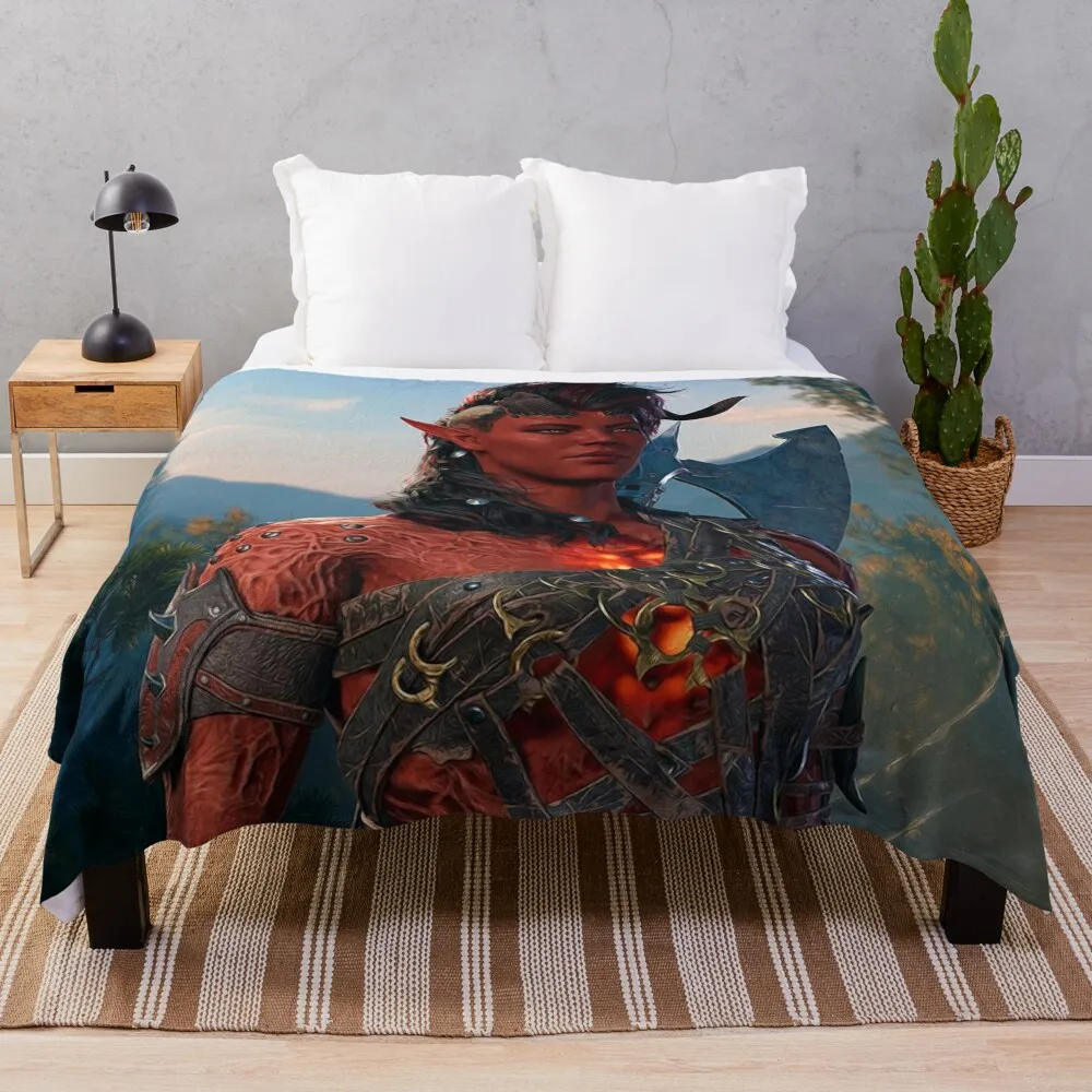 Karlach the Tiefling Barbarian Adventurer Throw Blanket christmas gifts sofa bed Blankets