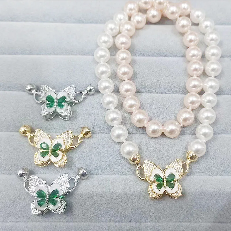 

1pc Gold Plated Copper Inlaid with Zirconia Butterfly Connection Buckle Diy Pearl Bracelet Necklace Accessories Jewelry Material