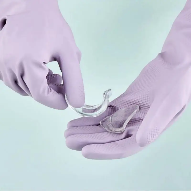 1 Paar Latex-Geschirrspülhandschuhe, mit rutschfestem Griff, wasserabweisender, wiederverwendbarer Gummihandschuh, für die Reinigung von Küche und Bad – Detail 19