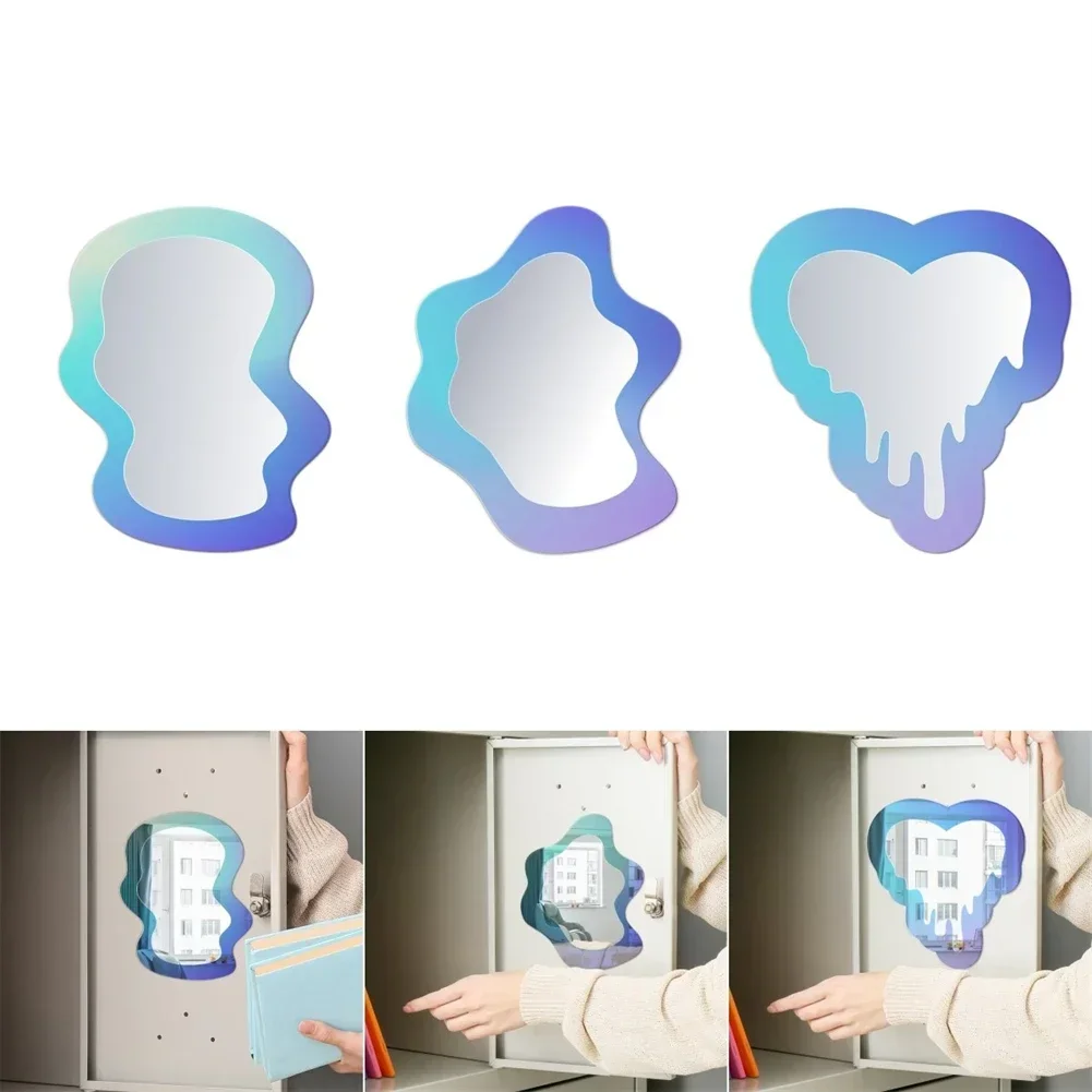 مرآة خزانة مغناطيسية للحمام المدرسي وخزانة الثلاجة ومرايا تزيين بنمط هندسي إبداعي #2