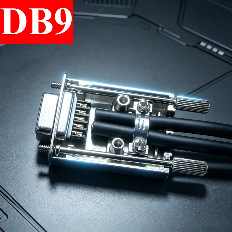 Double Hole Outlet Industrial-grade Connector DB9 Ultra-thin Metal Shell Serial Connectors RS232 485 9 Pin Male Female Adapter