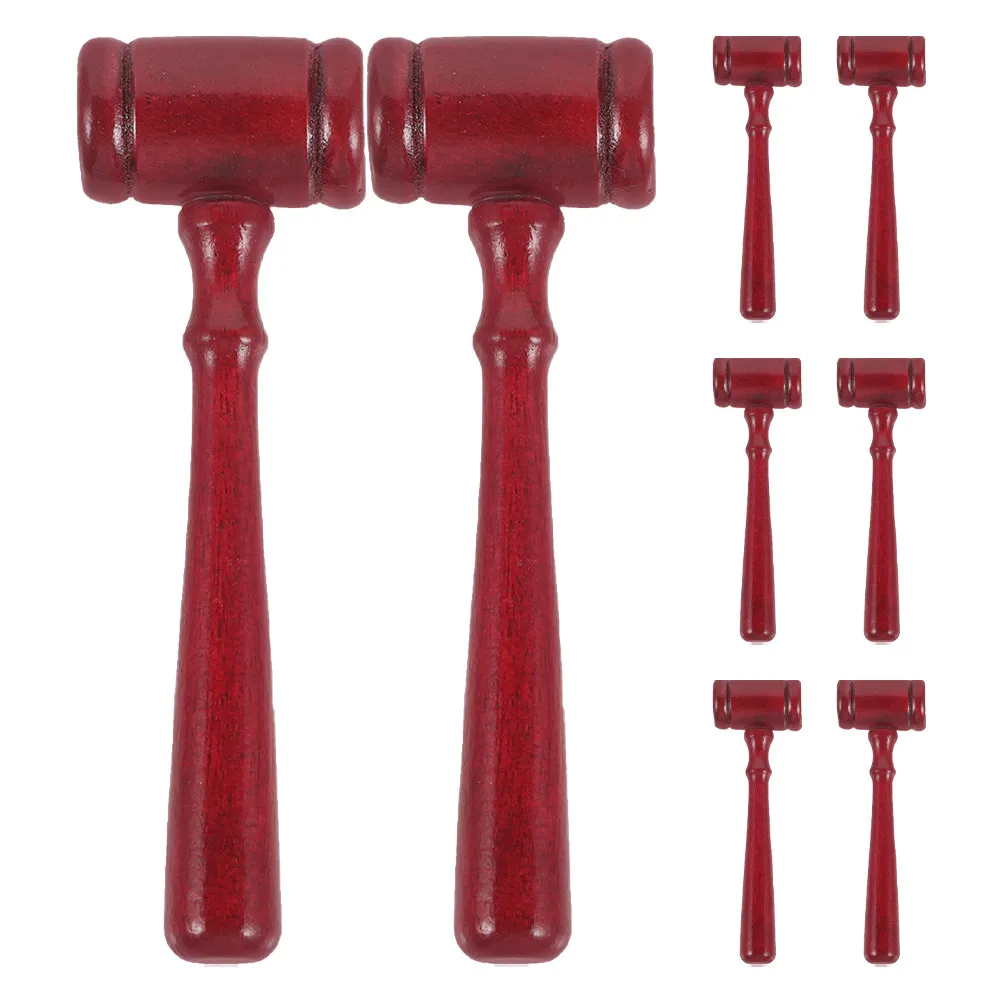 8Pcs Wooden Judge Gavel Set Mini Props Halloween Costume Courtroom Role Play Party Judge Hammer Mini Gavel for