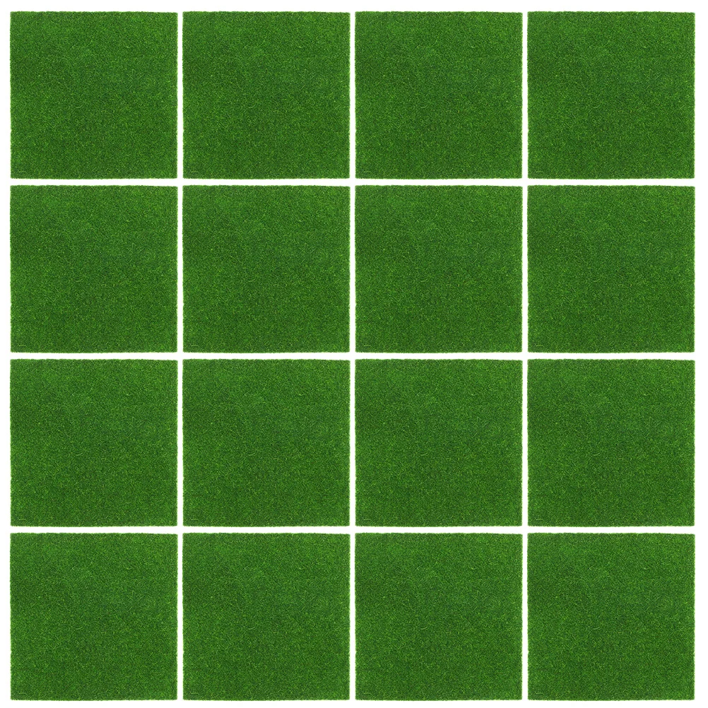 

16pcs Realistic Faux Moss Turf 15Cmx15Cm Soft Flocking Craft Mat For Diy Terrarium Decor Indoor Micro Landscape Artificial Grass