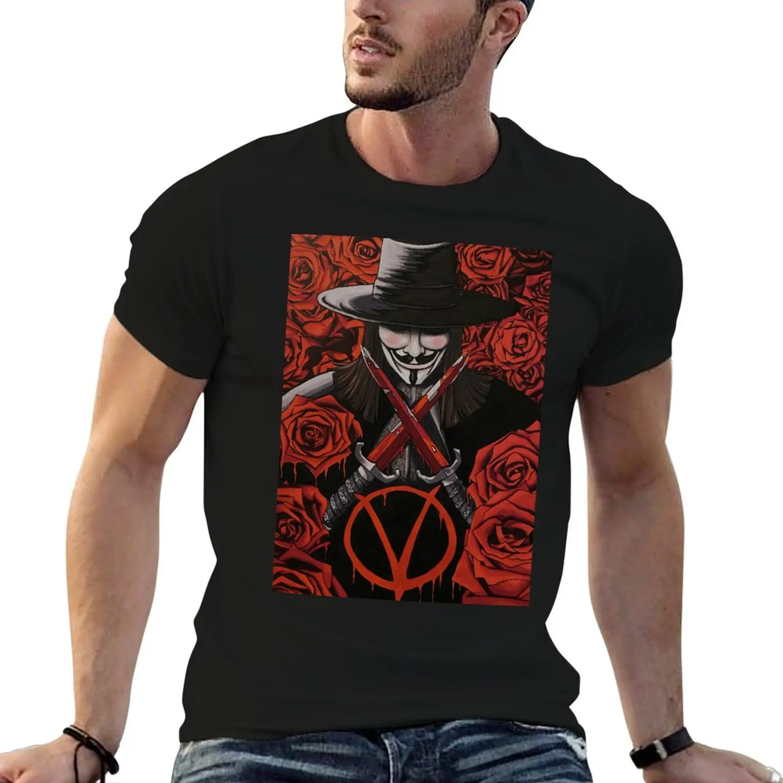 

cotton t man cotton shirt t 100% luxury shirt brand V heavy for Vendetta T-Shirt men