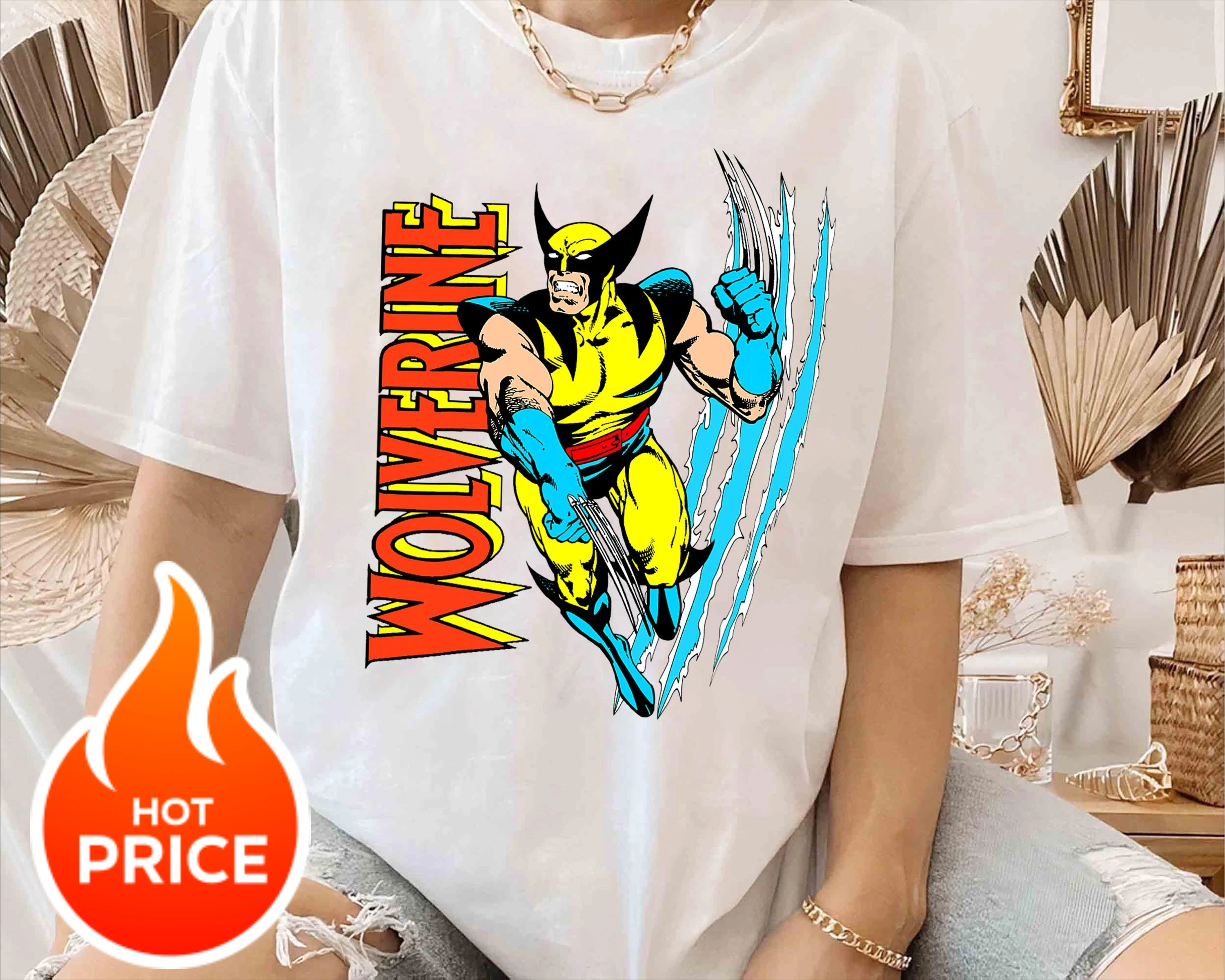 

Винтажная футболка с рисунком Marvel X-Men Росомаха, рубашка супергероя Marvel, рубашка серии Marvel, футболка унисекс для взрослых