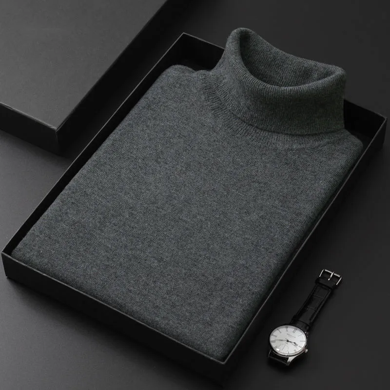 Winter Turtleneck Pullover Sweater Men Rollneck Pure Wool Jumper Keep Warm Knitted Sweater Autumn Outwear Coat Plus Size 5XL