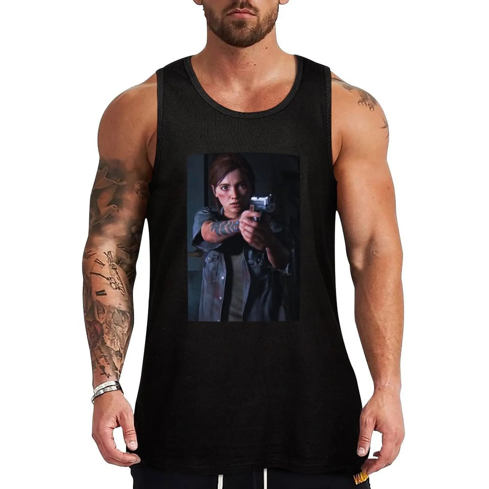 

ellie-williams-the-last GUN Tank Top Men's summer vest gym Men's t-shirts best selling products cool things