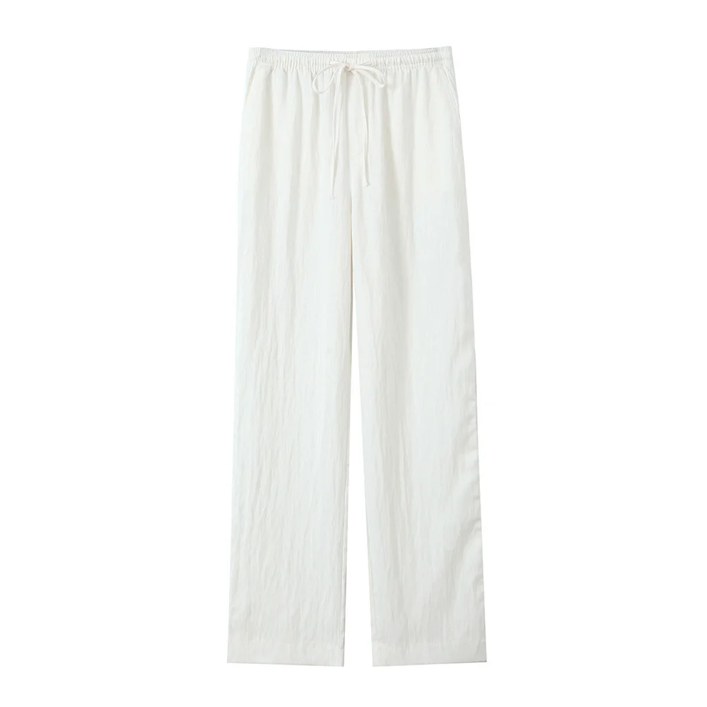 2024ZAR * Spring/Summer New Women\'s European and American Fashion Casual Versatile Four Color Flowing Straight Leg Pants