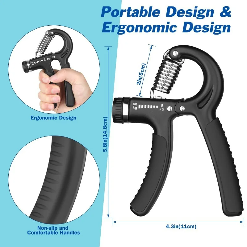 11~132lb Adjustable Hand Grip Strengthener Forearm Exerciser Finger Rehabilitation Gym Accessories Men Arms Trainer Yoga Gripper