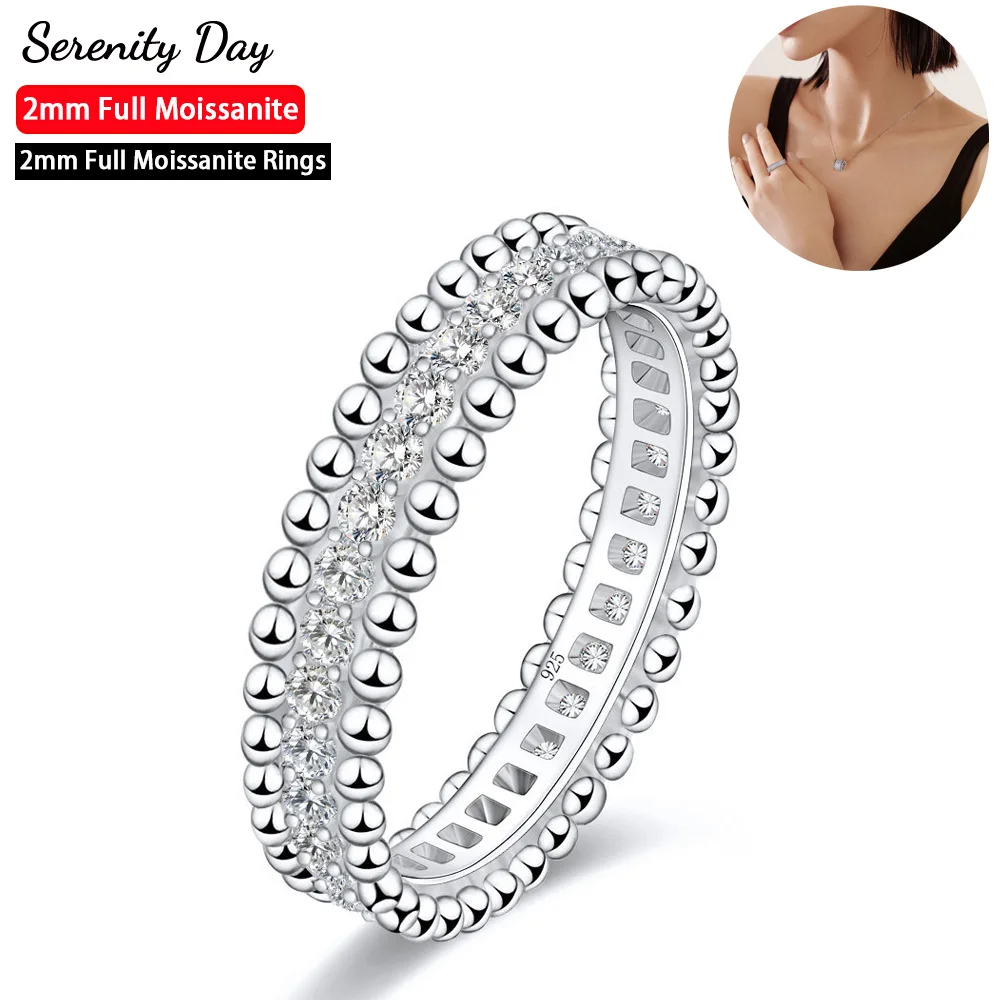 Serenty Day 1.5mm Full Moissanite Wedding Rings For Women with Certificate S925 Silver Bands Plated Pt950 Fine Jewelry Wholesale