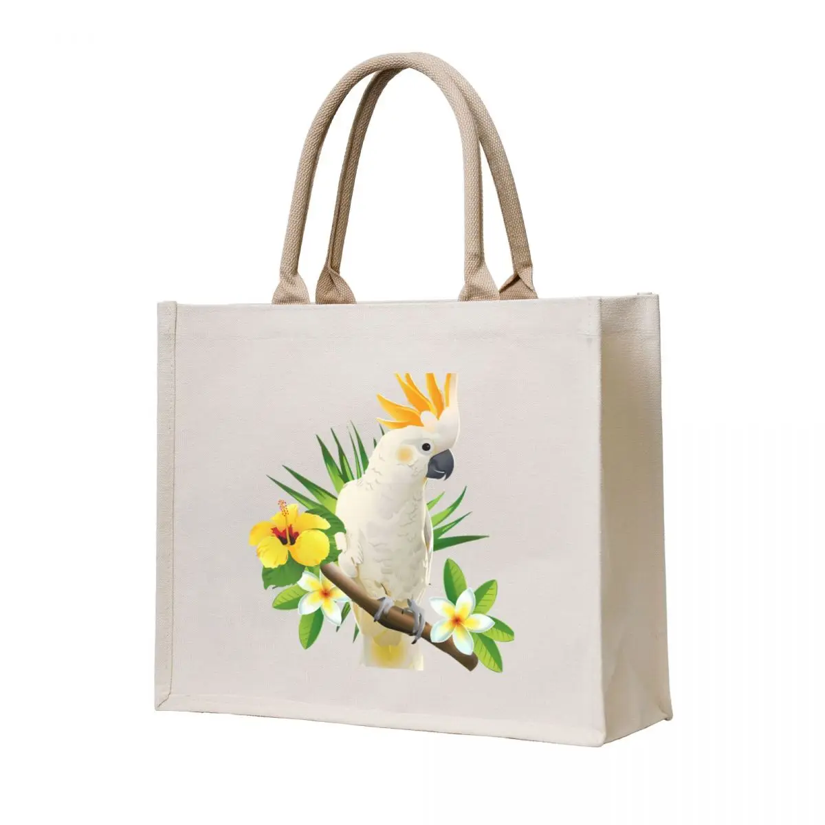 

White cockatoo tropical parrot Duvet Cover Tote Bag custom fabric bag custom bags Canvas bag for women sac pour femme