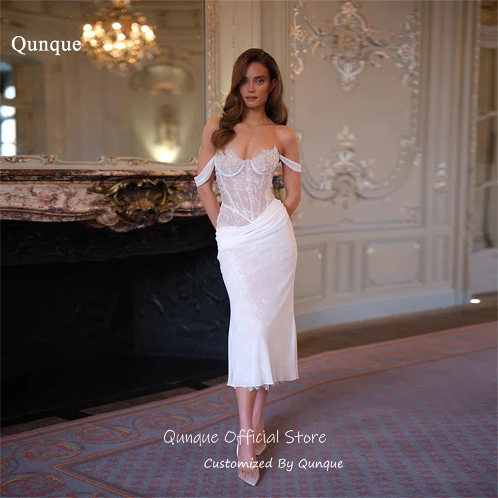 

Qunque Bling Off Shoulder Wedding Dress Luxury Vestido Noiva Princesa Brilhoso Mermaid Delicate Vestido De Novia Boda Customized