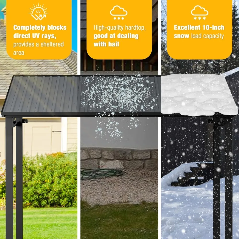 EBE 10 × 8 بوصة شرفة صلبة، عريشة خارجية مائل إلى شرف المراقبة مع سقف فولاذي مجلفن، عريشة أكشاك مثبتة على الحائط، مظلة معدنية #6