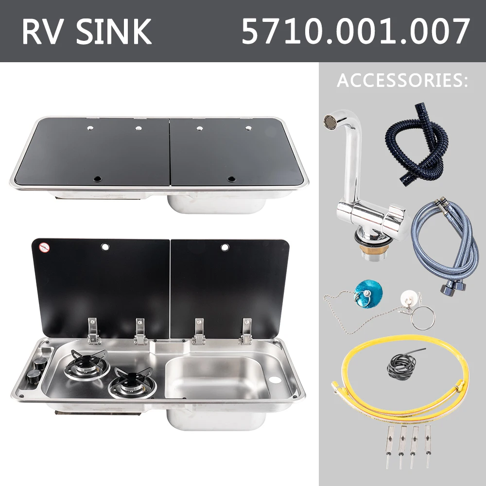 

Wholesale 304 Stainless Steel Boat Yacht RV Caravan Style Kitchen Gas Stove Burner and Sink Combo