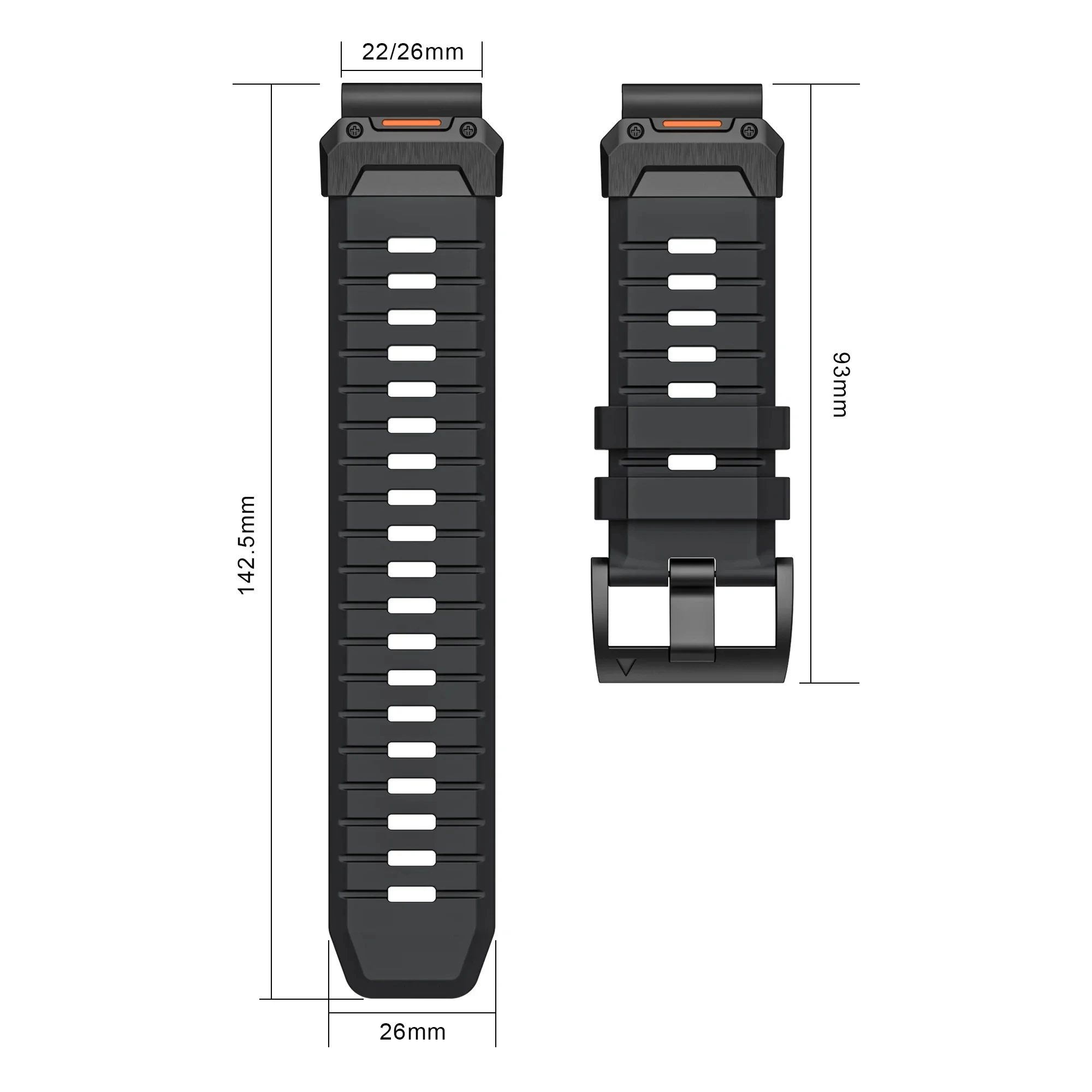 22mm 26mm Fluororubber Strap For Garmin Fenix 7X 6X Pro 5X Epix Pro Gen 2 47mm 51mm /Fenix 5X Plus Tactix 7 Watchband