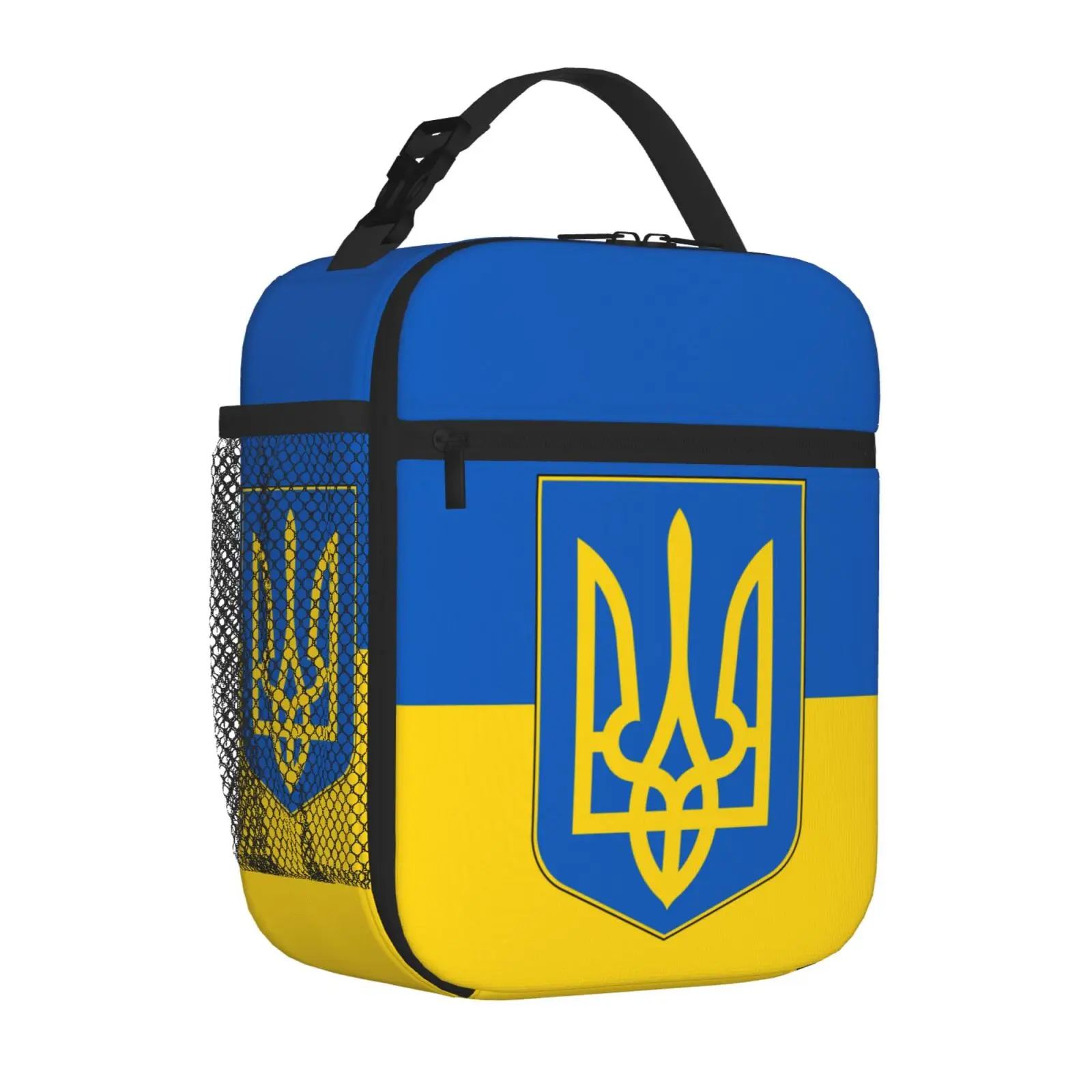 Flag Of Ukraine And Coat Of Arms Of Ukraine Thermal Insulated Lunch Bag Ukrainian Patriotic Lunch Container for Outdoor Food Box