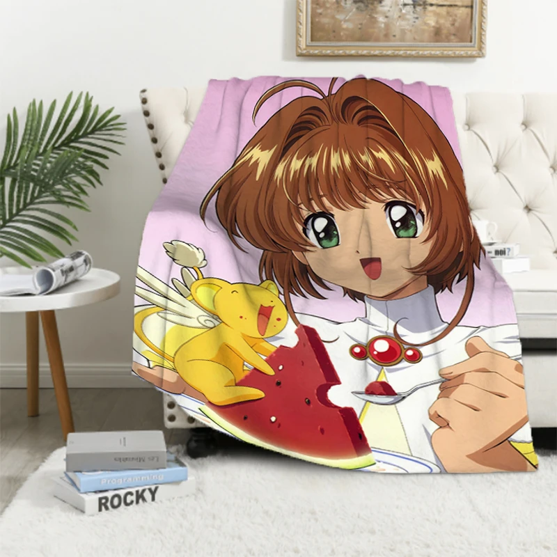 Card Captor Sakura Sofa Blankets & Throws Child Blanket Furry Throw Bed Double Fluffy Soft Decorative Anime Custom Fleece Kid's