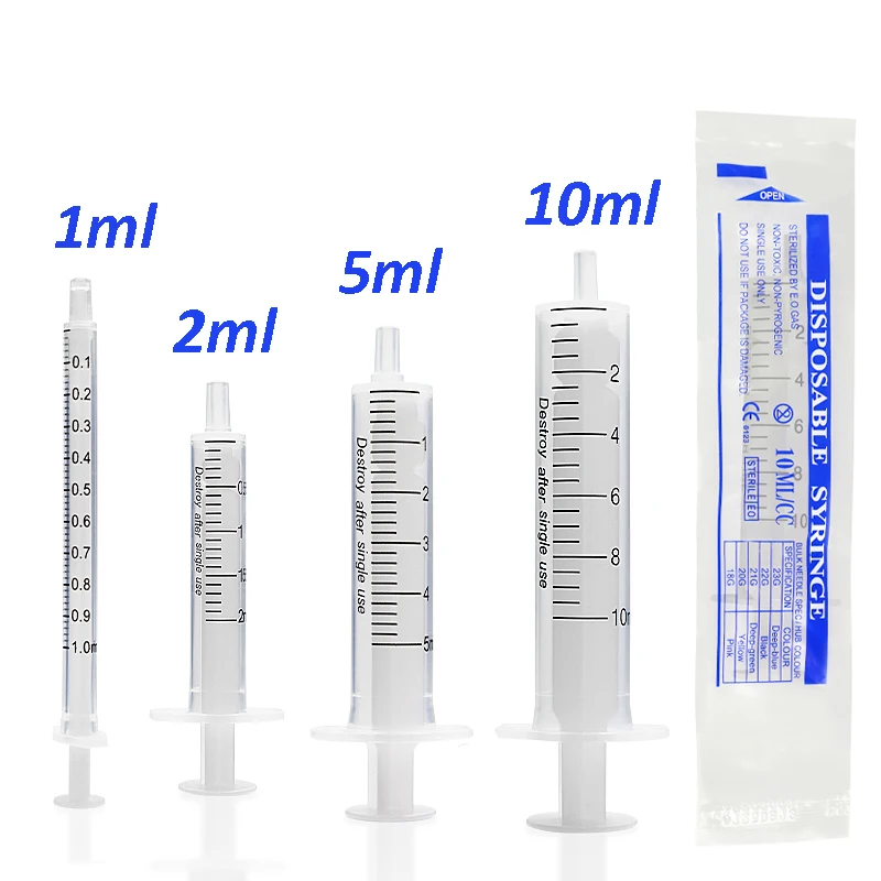 Jeringa sin pistón de goma de 1ml, 2ml, 5ml, 10ml, 30/100 unidades, jeringa de muestreo HPLC, jeringa de plástico sin tapón de goma para laboratorio