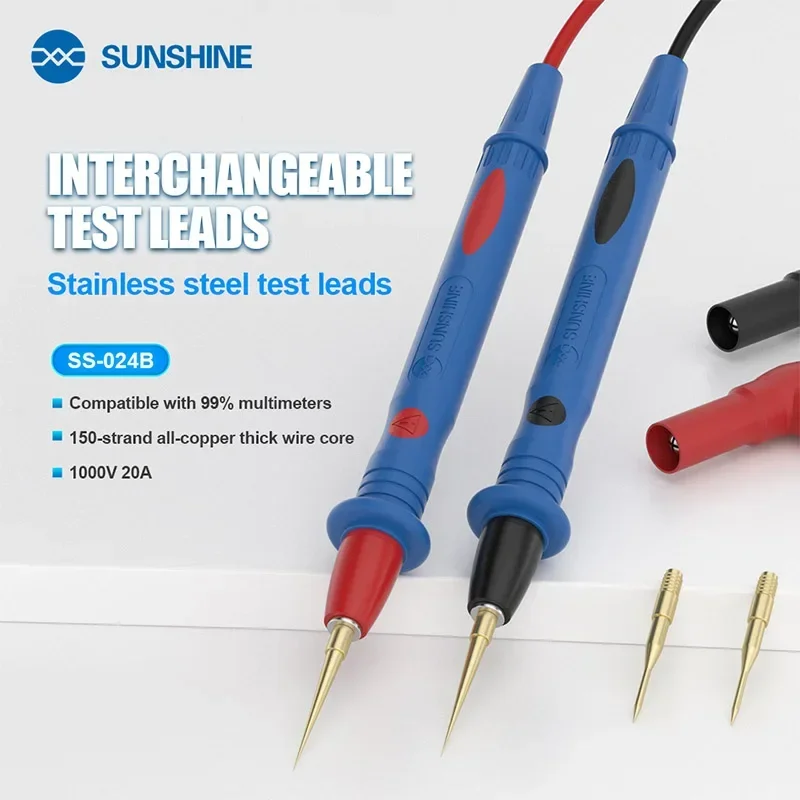 SUNSHINE SS-024B Multimetr Pióro testowe z wymiennymi igłami Cyfrowa sonda do wykrywania napięcia prądu Końcówka Przewód testowy