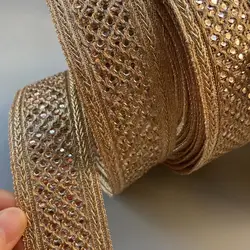 1 Yard 4.3cm Lace Trim Ribbon Gold Thread Webbing Ethnic Style Clothing Webbing Embroidery Sequin Fabric Jacquard Accessories