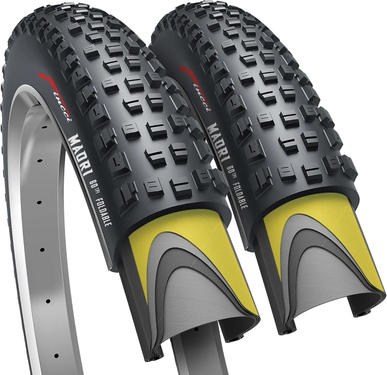 

Pair 27.5 x 2.35 Foldable Mountain Bike Tire 60-584 60 TPI with Nylon Protection for Mountain Enduro MTB Hybrid Bicycle - Pack o