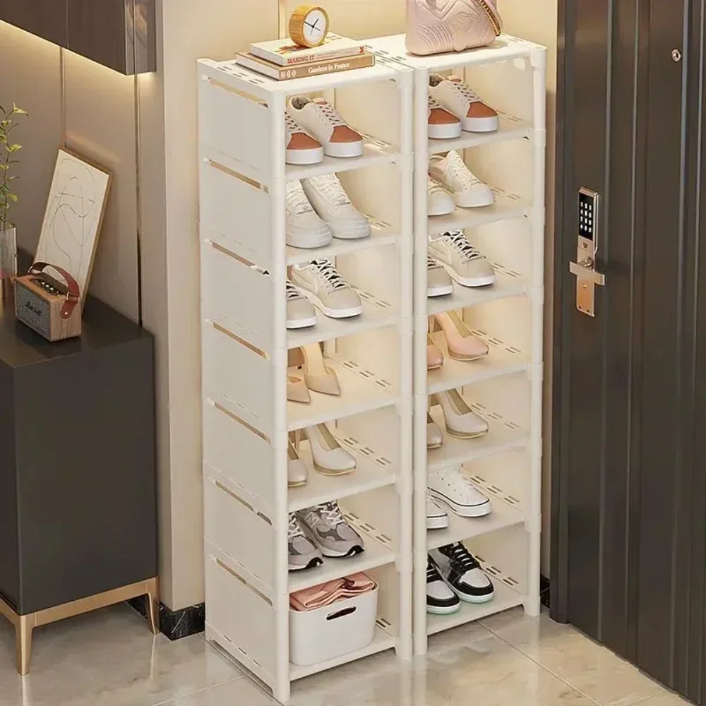 Stackable Shoe Rack Multiple Layers Dust-Proof Shoes Organizer Rack Space Saving For Wall Corner Multi Functional Shoe Cabinet